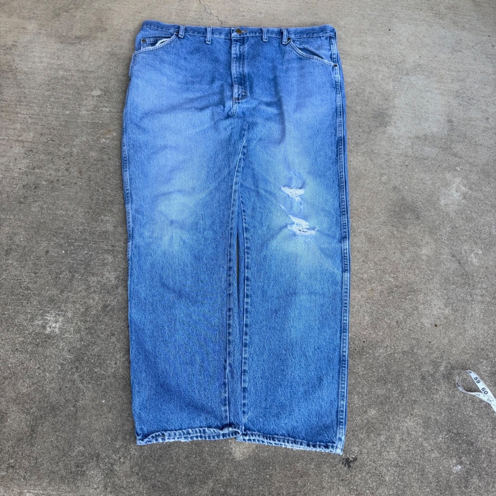 Vintage Wrangler Jeans Mens 46x32 Regular Fit Blue Denim Baggy Workwear Grunge